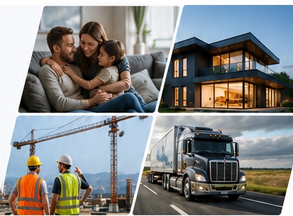 Familia, hogar, construcción y transporte asegurado